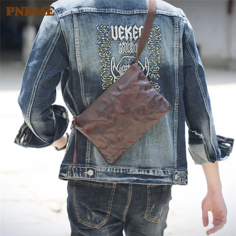 

Vintage genuine leather multifunctional clutch bag fashion simple casual light natural real cowhide small shoulder messenger bag