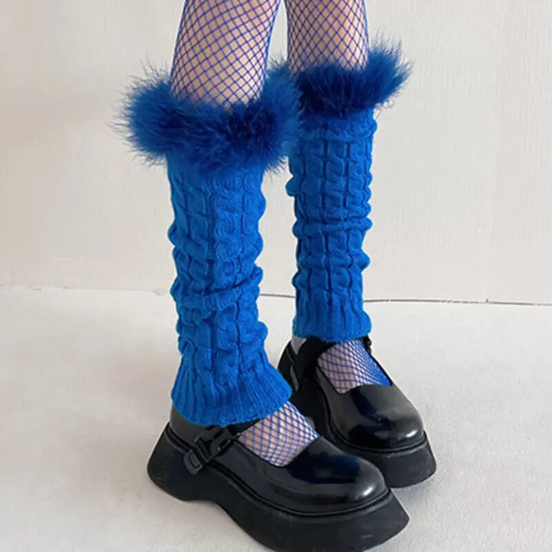 1Pair Halloween Colored Knit Leg Warmers Bright Footless Socks Punk Black Knee High Gothic Hip-Hop Rock Socks Christmas