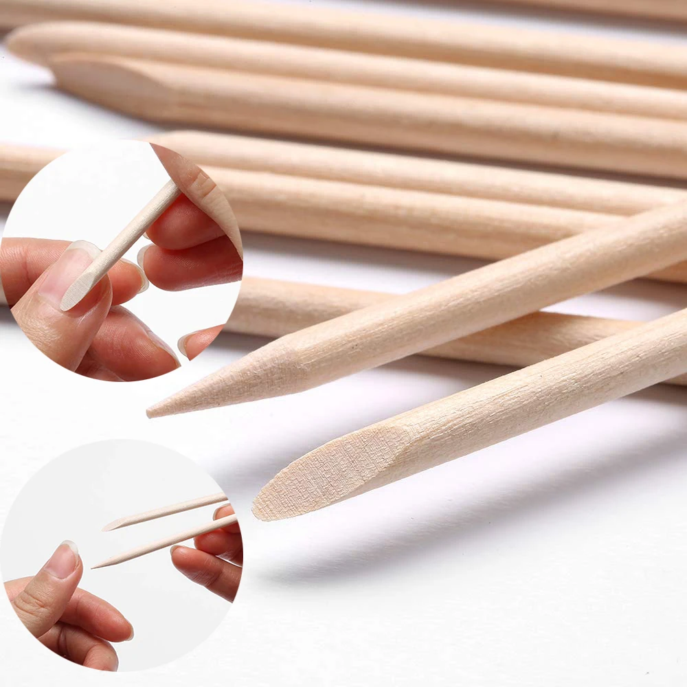 Wood Nail Sticks Double Sided Multi Functional Cuticle Pusher Remover Nail Pedicure Tool 100Pc 110mm Natural Dead Skin Push Tool Nail Art Tools Nail Cuticle Pusher