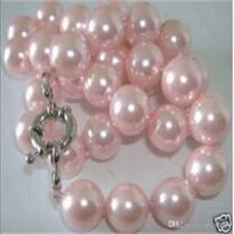 Beautiful! 10mm Pink South Sea Shell Pearl Necklace 18