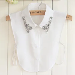 Spring And Autumn New Nail Bead Chiffon Women Diamond Versatile Fake Collar Shirt shirts women