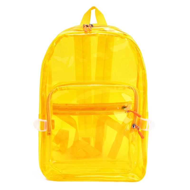 TINYAT kadınlar PVC rahat şeffaf hafif sırt çantaları çok cep su geçirmez Laptop temizle Schoolbag açık spor