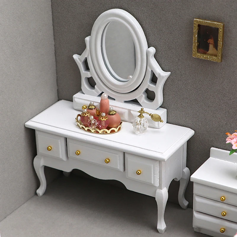 Beds & Furniture Bedroom Set Furniture Wooden Wardrobe for Bedroom Miniature Wardrobe Dolls Dollhouse Bedroom Bed Dresser 