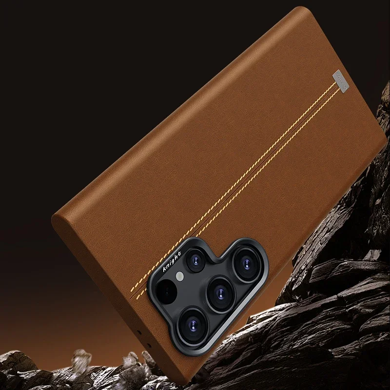 Retro Leather Matte Anti-Fingerprint Case with Magnetic Wireless Charging Compatibility