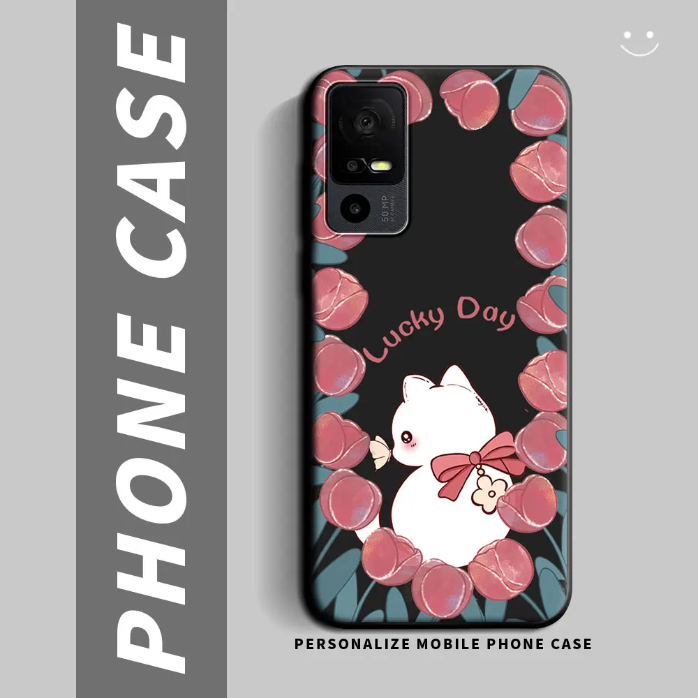 Cartoon Cute Cat Flower Shockproof Silicone Soft Phone Case - Stylish Protective Back Cover