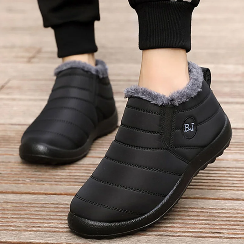 Winter Boots Women Warm Fur Winter Shoes for Women Ankle Boots Waterproof Snow Botas Mujer Slip on Black Female