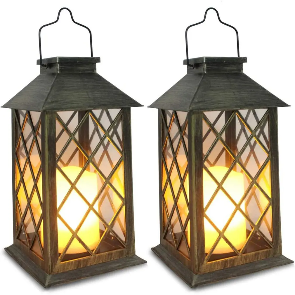 

2pcs Solar Powered LED Outdoor twinkle Candle Lantern Outdoor Lamp Home Garden Decoration Light Warm Flame Flashing Tea Light