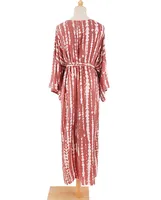 Women's Beach Cover Ups Open Front Tie Dye Maxi Cardigan Kimono Swimsuit with Belts - Image 6
