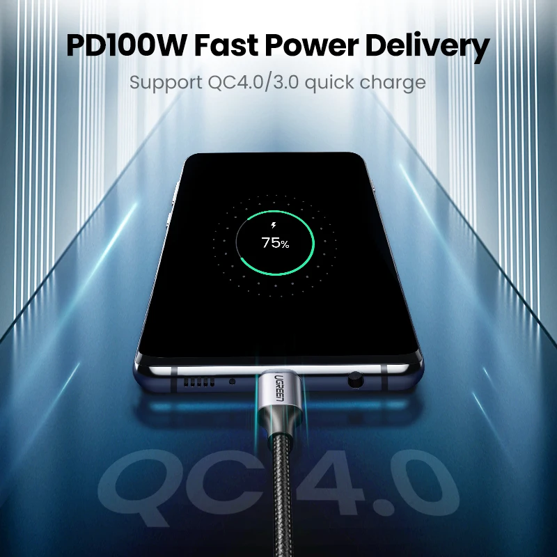 Ugreen Usb c para Usb c Cabo Pd100w Usb tipo c Cabo de Carregamento para Macbook Pro Ipad Pro 2023 Samsung S20 S10 Carregador Rápido Usb - Imagem 3