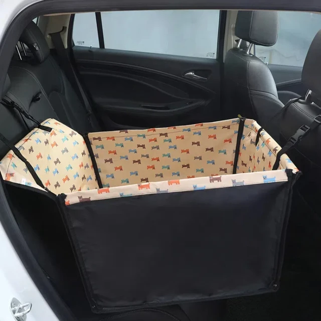 Foldable Dog Car Seat Cover Hanging Bag with Zipper Scratch & Hair Resistant Pet Back Seat Carriers Protector for Cars Truck SUV 4