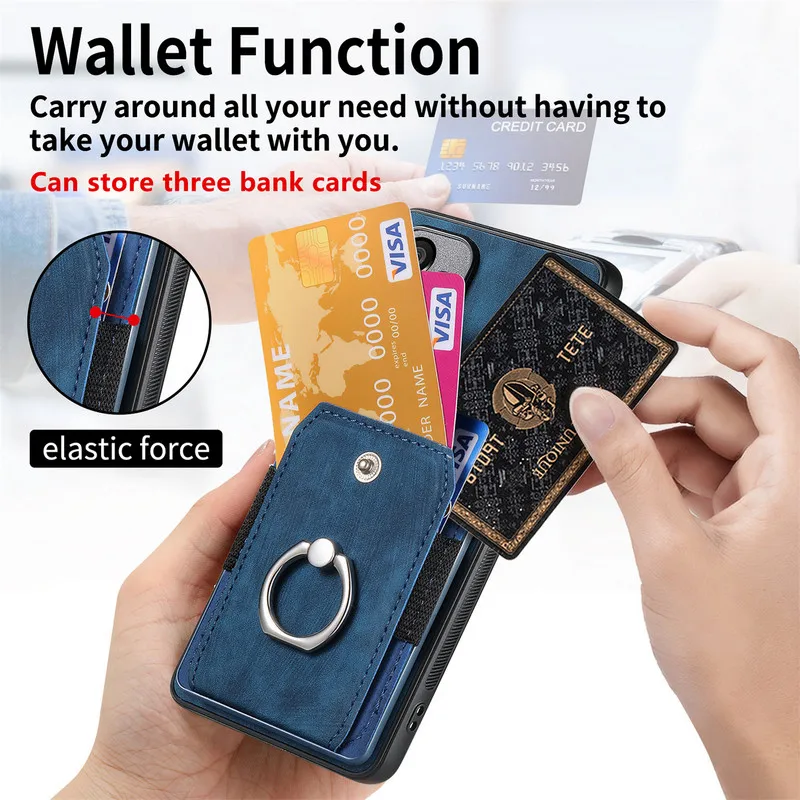 Luxury Magnetic Back Cover with Leather Card Holder
