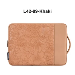 Waterproof PU Leather Laptop & Tablet Sleeve with Extendable Handle (13 - 16 inch) - 15.3 - 16.2 in 38x27cm (Khaki)