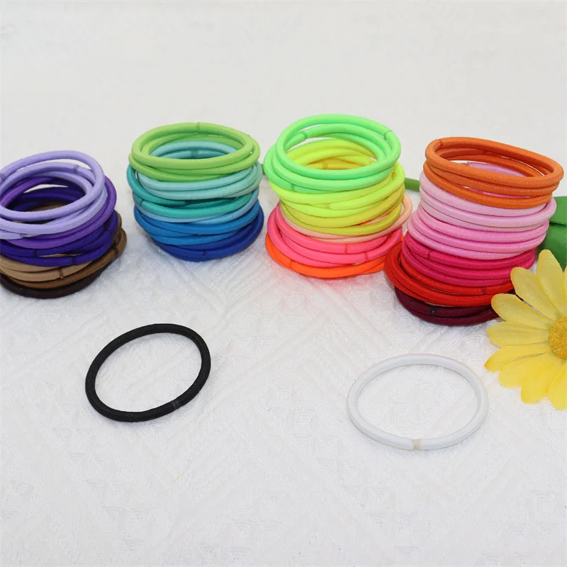 30pcs/No-metal Hair Elastics Hair Ties Ponytail Holders Hair Bands (4MMX50mm ) For Children Women