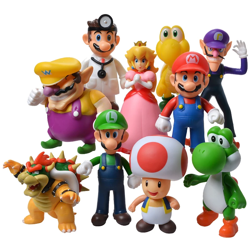 Anime Super Mario Bros PVC Action Figure Toys Model Set Luigi