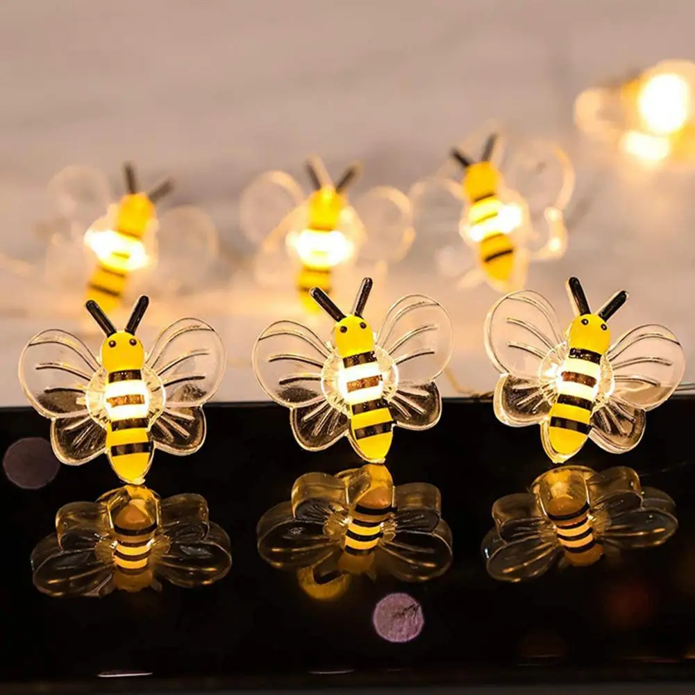 LED String Light String Lamp Creative Shape Adorable Soft Lighting Energy-saving Flexible Decorative Plastic Cartoon Honeybee Pa