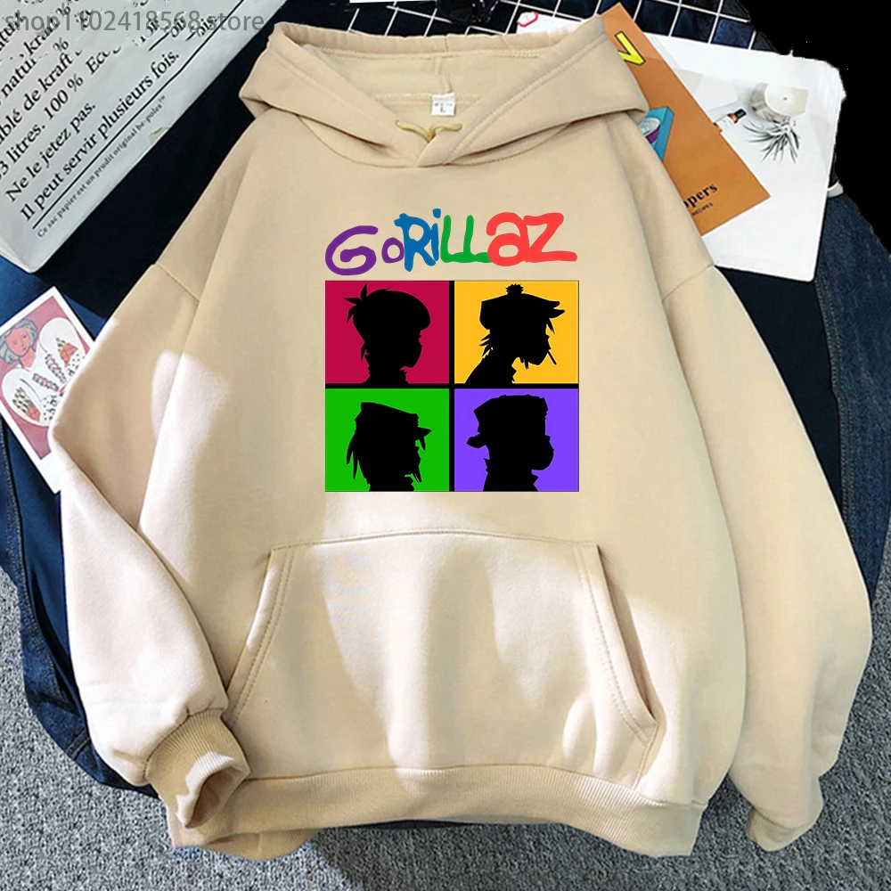

Gorillaz Hoodie Harajuku Cartoon Sweatshirt Women Men Loose Cute Long Sleeve Pullover Top Harajuku Black Vintage Basic Clothes