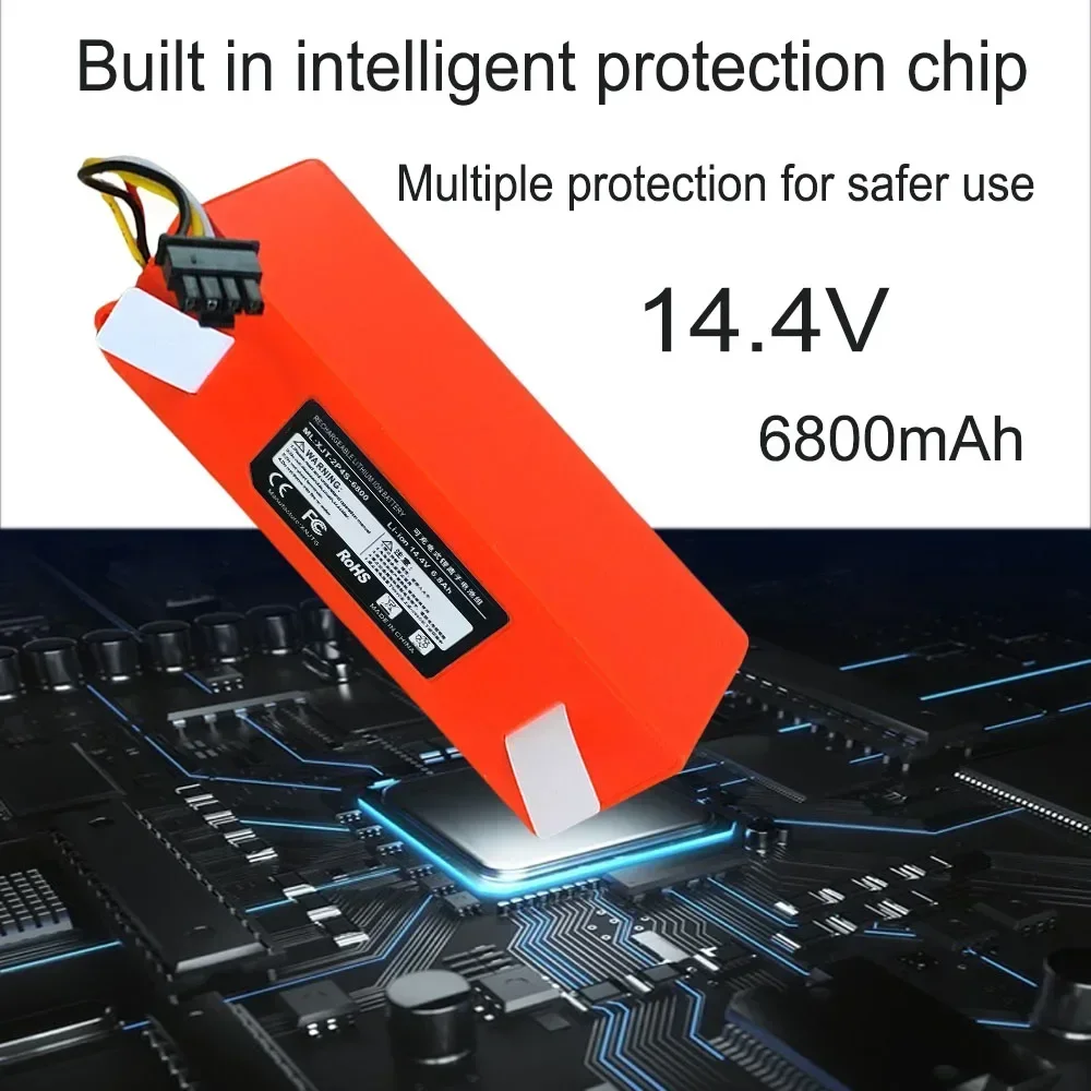 6800mAh 14.4V Li-ion Battery Vacuum Cleaner accessories For Xiaomi Mijia1S Roborocks S50-55 S5 Max S6 S7 Sweeping Robot Battery 6