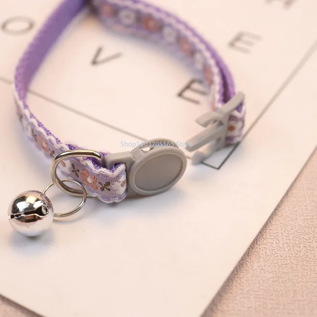 Exquisite Floral Embroidered Cat Collars Adjustable And Durable Pet Collars Cat Supplies Cute Lace Collar With Bell Perfect 5
