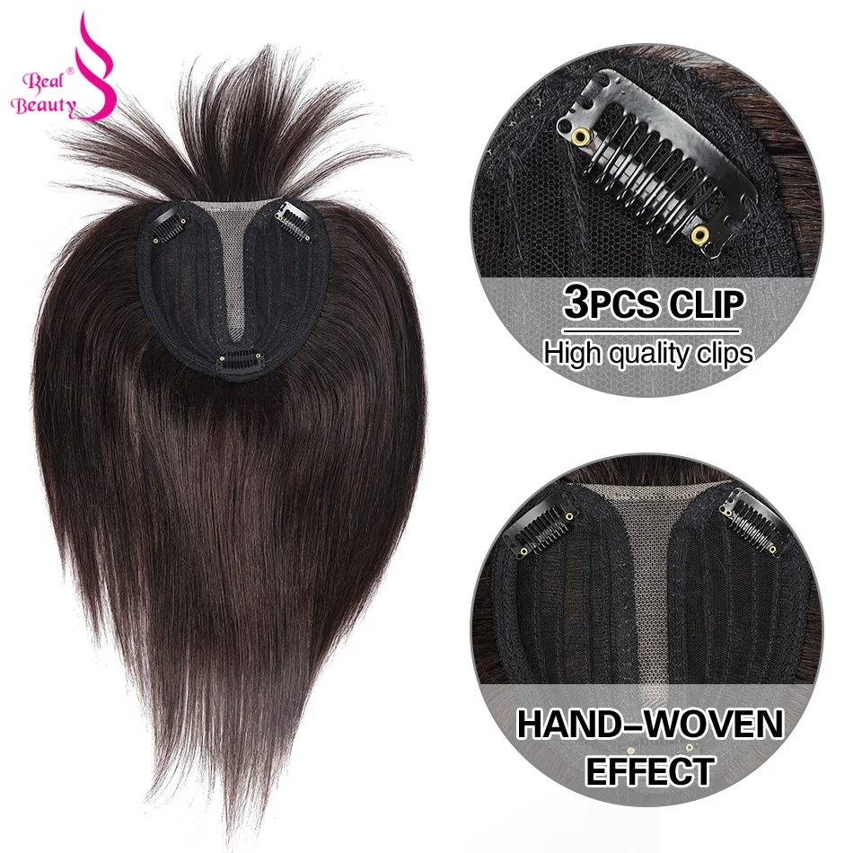 Human Hair Toppers Natural Topper Human Hair Piece With Bang Real Beauty 100% Brazilian Remy Topper Middle Part Clip In Hair Machine Made Lace Base human hair toppers