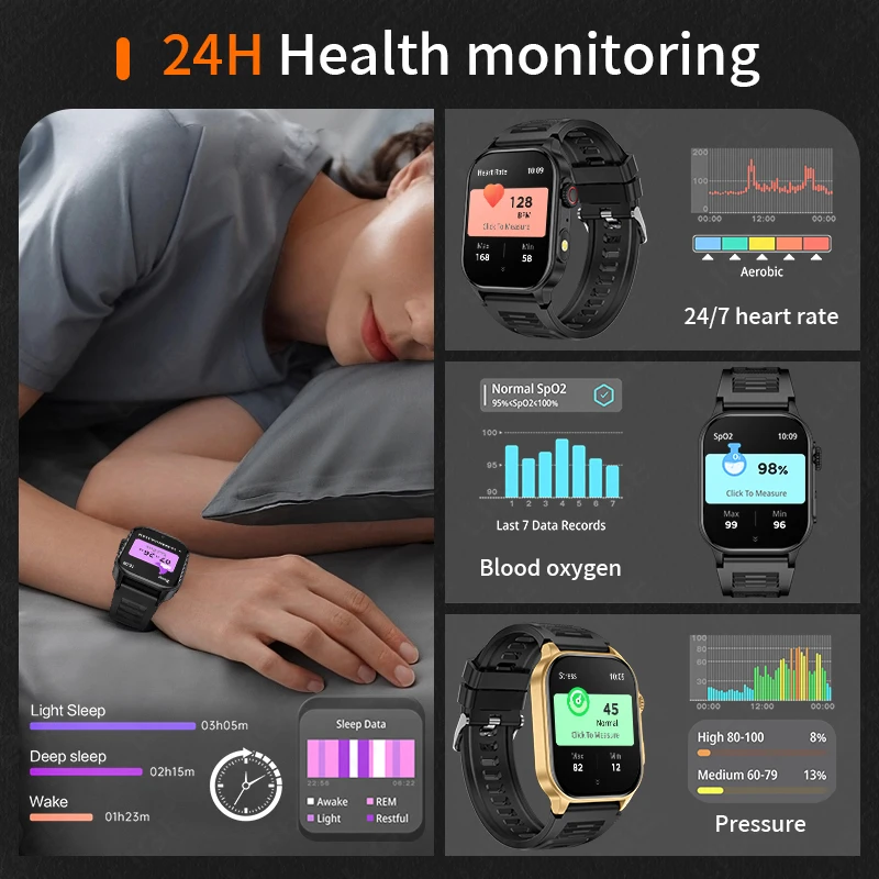 LIGE Men's Watch Outdoor Flashlight Military IP68 Waterproof Smart Watch Men Heart Rate Sport Fitness Watches BT Call Smartwatch