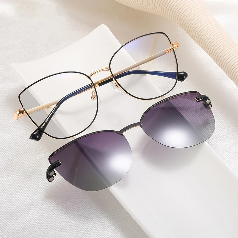 Cateye Women Magnetic Clip Polarized Sunglasses Optical