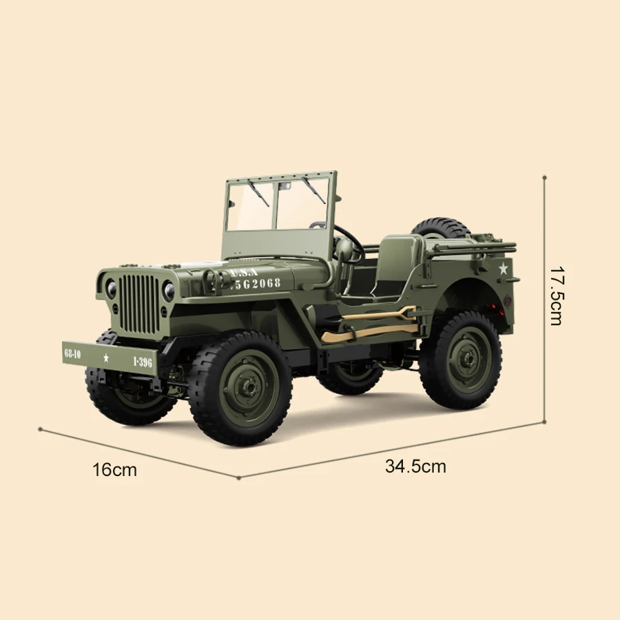 JJRC C8815 Rc Car Jeep 2.4g Crawler Climbing Scale Off-Road Vehicle Military Truck 1:10 Simulation Model 1941 Jeep Toy Gift 5