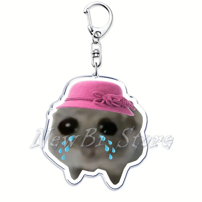 Popular Fun Meme Im Just A Girl Sad Hamster Key Chain Keychains Ring for Accessories Bag Pendant Keyring Jewelry Fans Gifts