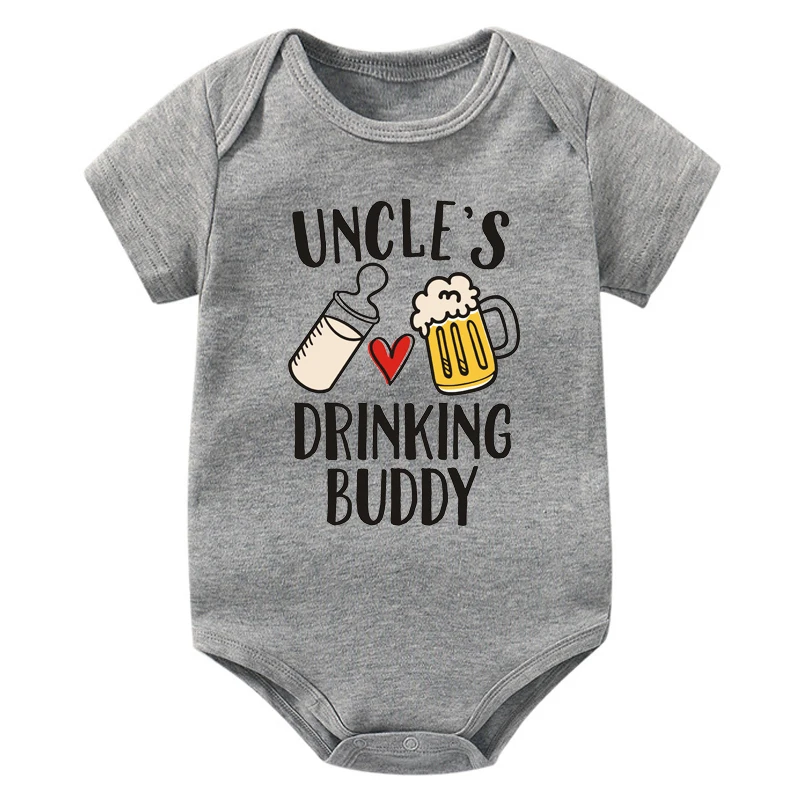 Funny Uncle's/Daddy's Drinking Buddy Print Baby Rompers Cotton Short Sleeve Boys Girls Jumpsuits Summer Infant Bodysuits Gifts 4