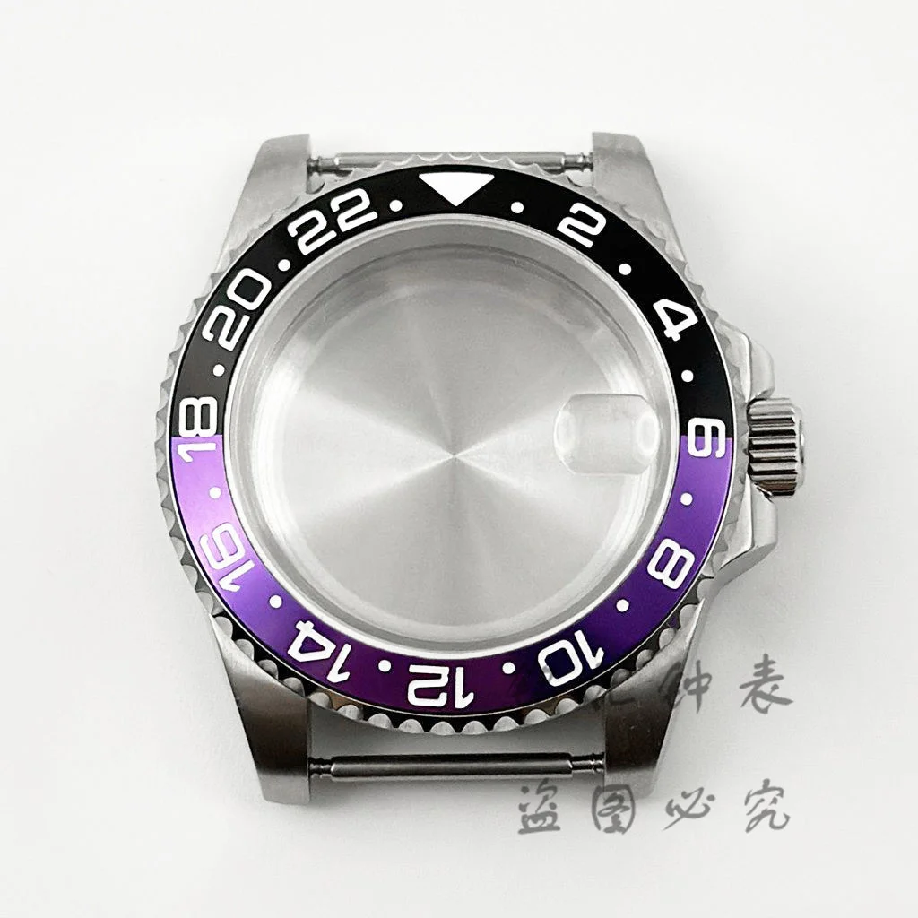 High-Quality 40MM GMT Watch Case with Aluminum Bezel, Stainless Steel Finish