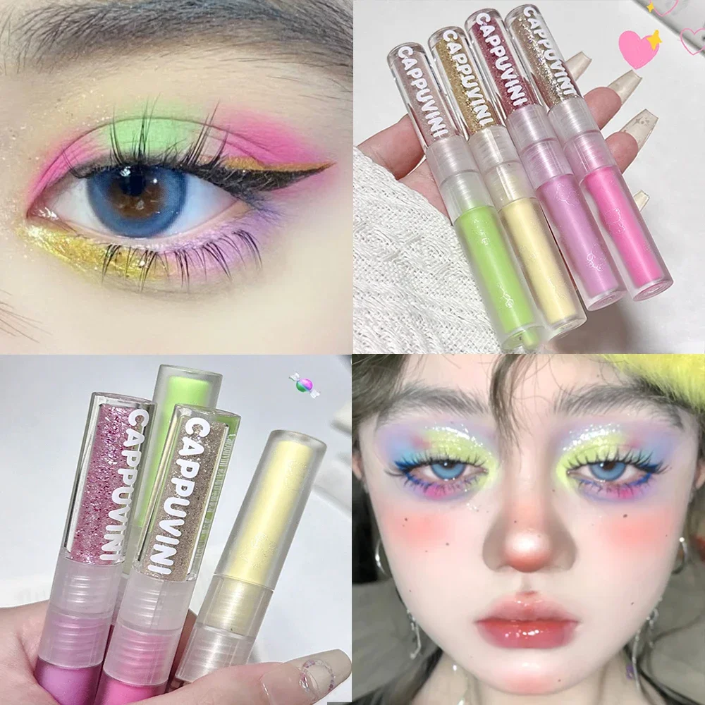 Colorful Liquid Yellow Eyeshadow Stick Pigment Waterproof Glitter Matte Double Head Eyes Contour Eyeshadow Cream Makeup Comestic