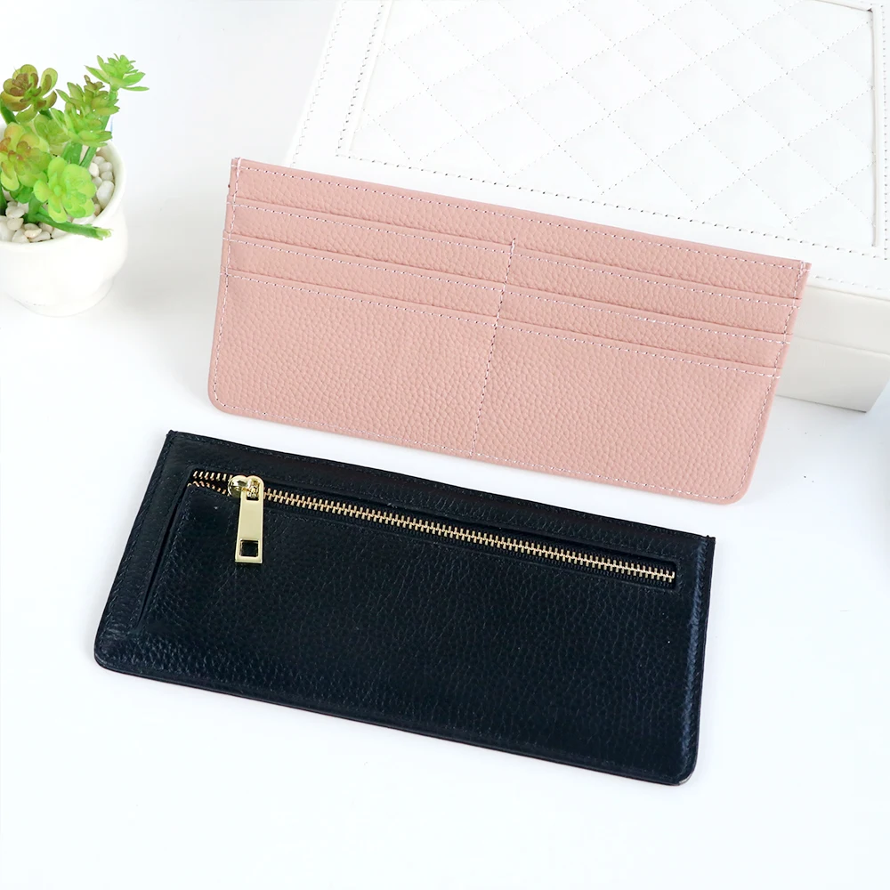 Elegant Genuine Leather Multi-Slot Card Case Wallet - Ultra-Thin Design with Premium Zipper