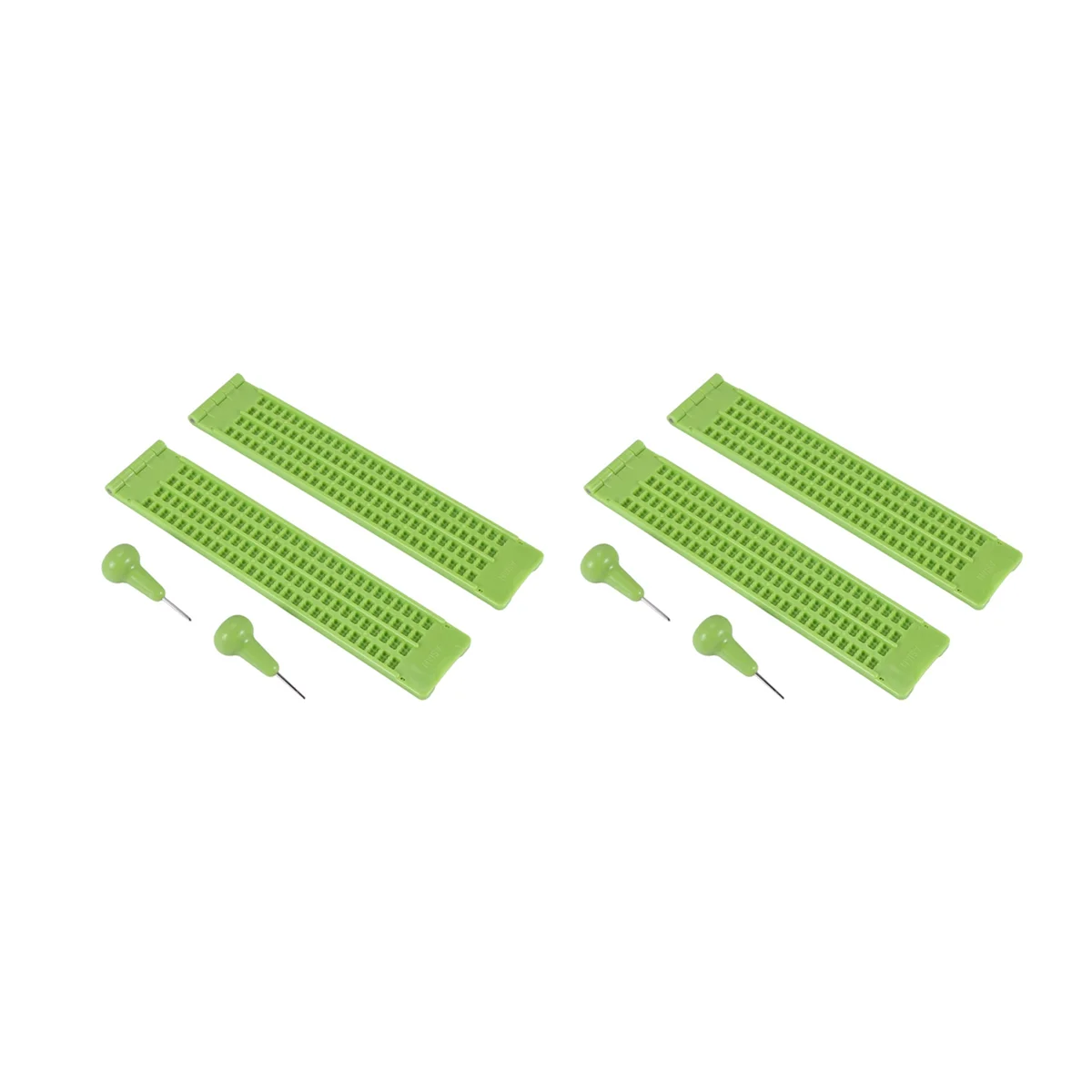 

2X 4 Lines 28 Cells Braille Slate Braille Writing Slate Plastic Braille Slate Kit, Green (2)