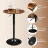 Round Pub Table Height Adjustable with 360 Swivel MDF Tabletop Dining Bistro Cafe Home Bar Rustic Brown 6
