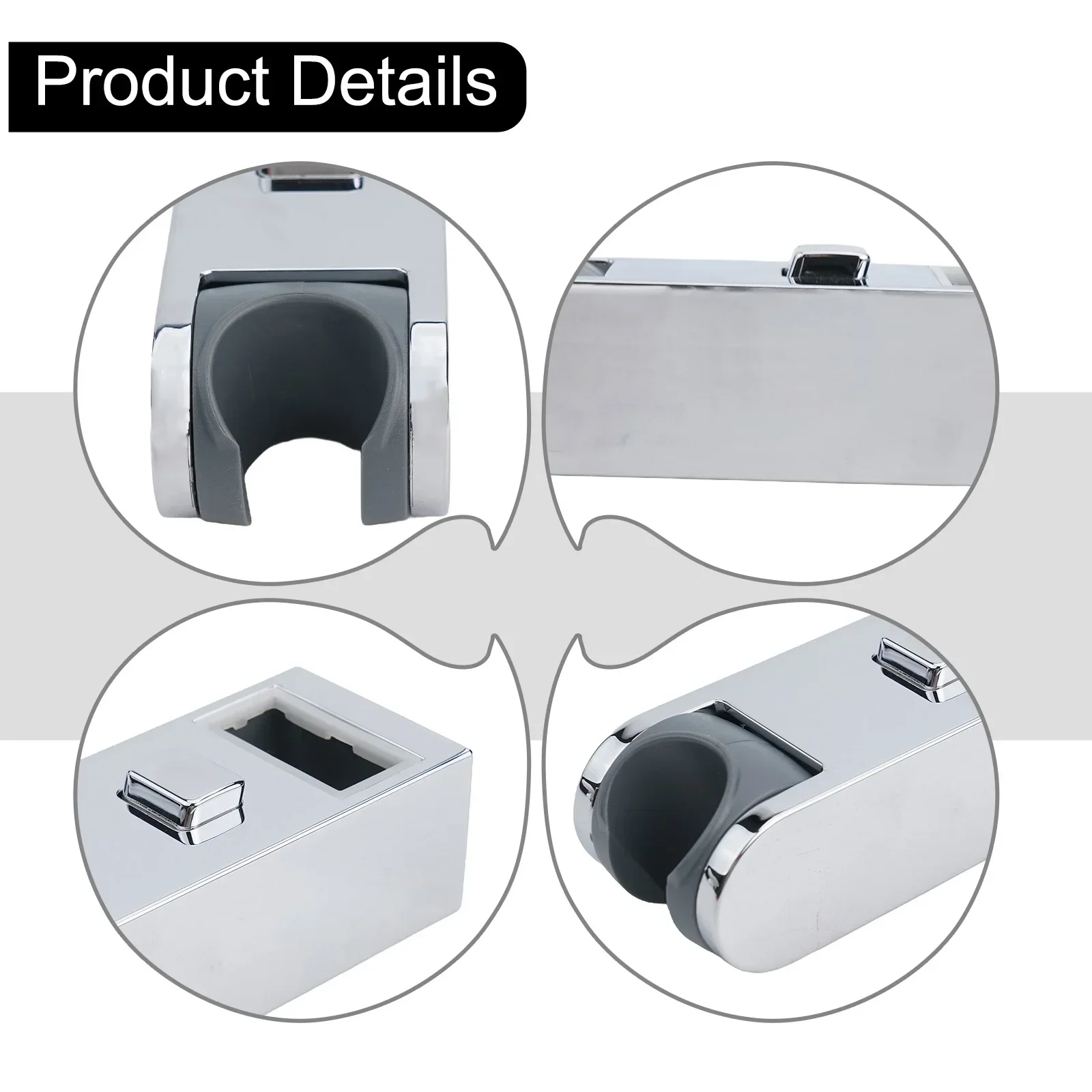 Square Tube Chrome Shower Rail Head Slider Bar Holder Adjustable Bracket Home Improvement Bathroom Accessories For Shower