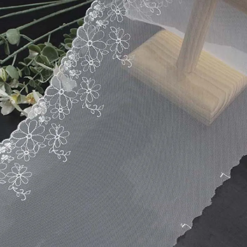 

60Yards White Floral Embroidery Lace Trim DIY Bra Sewing Accessories Tulle Mesh Lace Fabric for Clothing Needle Work