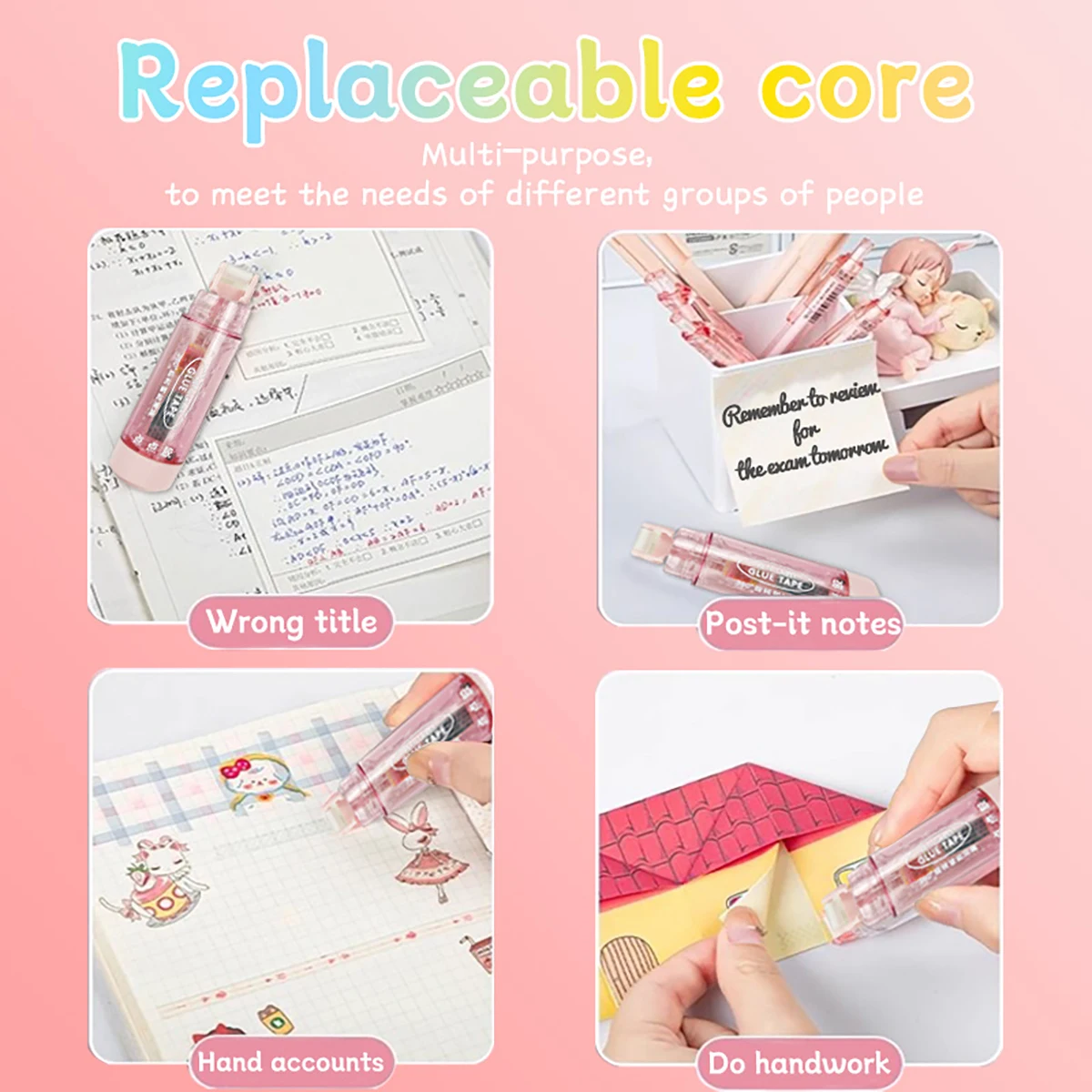Dual-Sided Adhesive Roller Tape with Refill for Crafting and Office Use