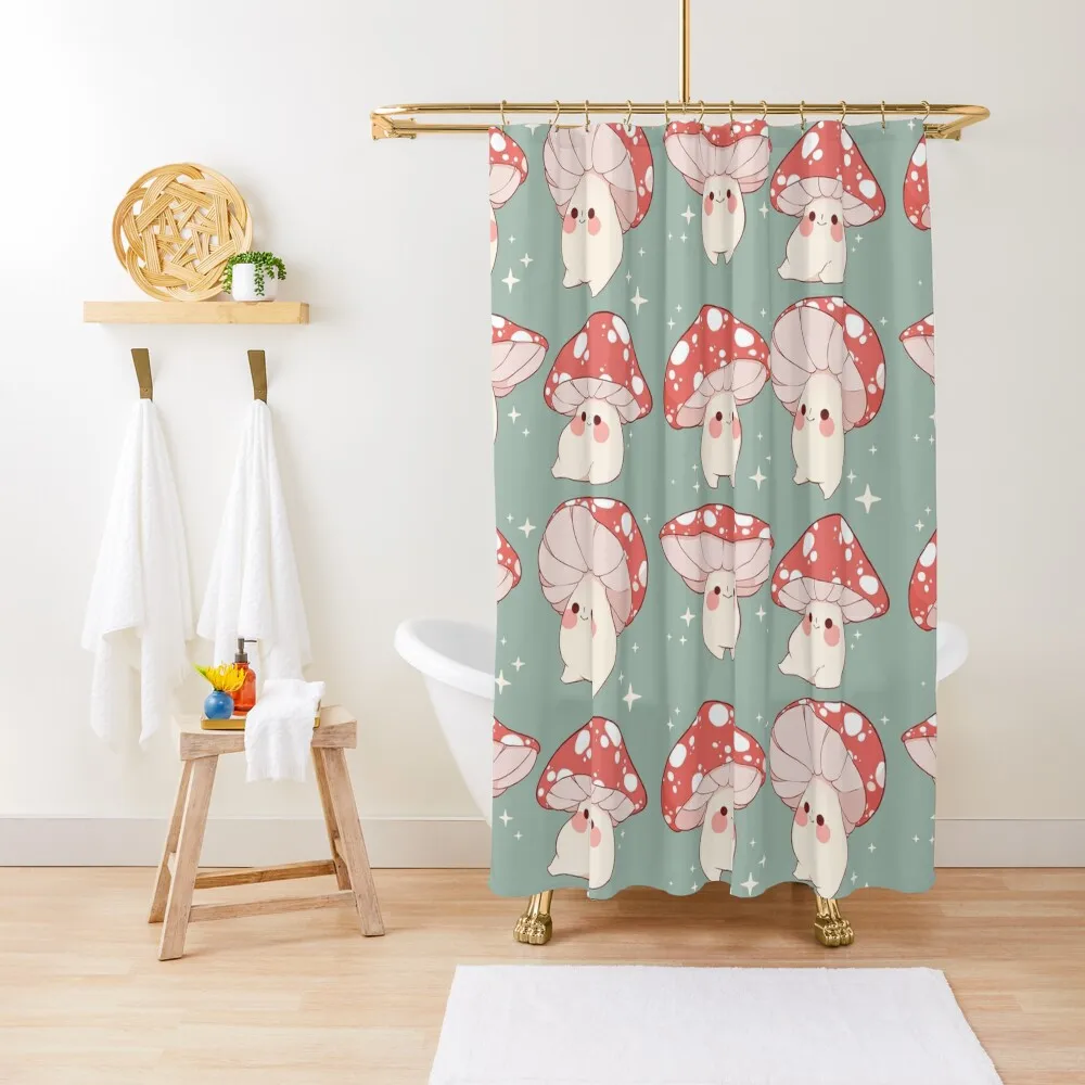 Cute mushroom friends Shower Curtain Anime Bathroom Shower Bath Toilet Accessories Bathroom Curtain