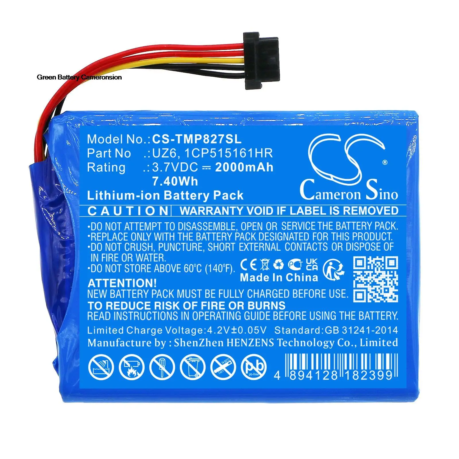 

GreenBattery CameronSino 2000mAh 7.4Wh 3.7V GPS, Navigator Li-ion Battery for TomTom Pro 8270,8275,Bridge,4F173,UZ6,1CP515161HR