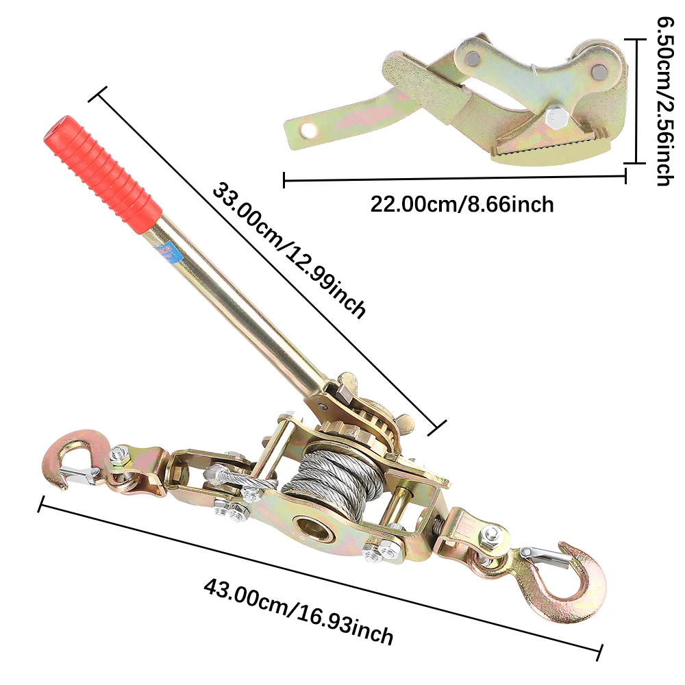For Car Cargo Ratchet Double Hook Tensioner Car accessories Rope Manual Tensioner 2T 2m Wire Winch Fastener Rope