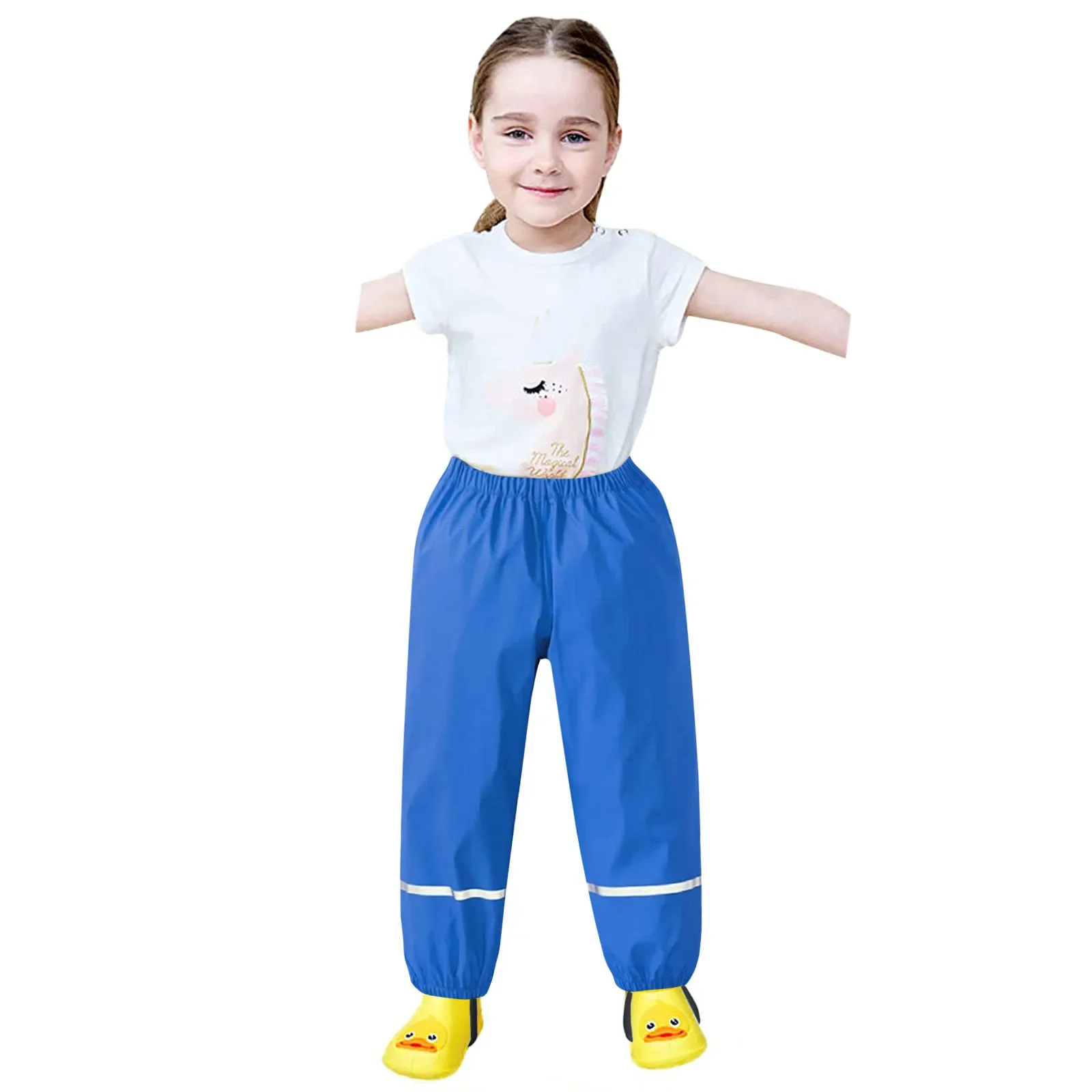 Kids Raincoat Rain Pants Waterproof Cartoon Children&rsquo;s Kids Rain Dungarees Mud Trousers Waterproof Breathable for Girls Boys