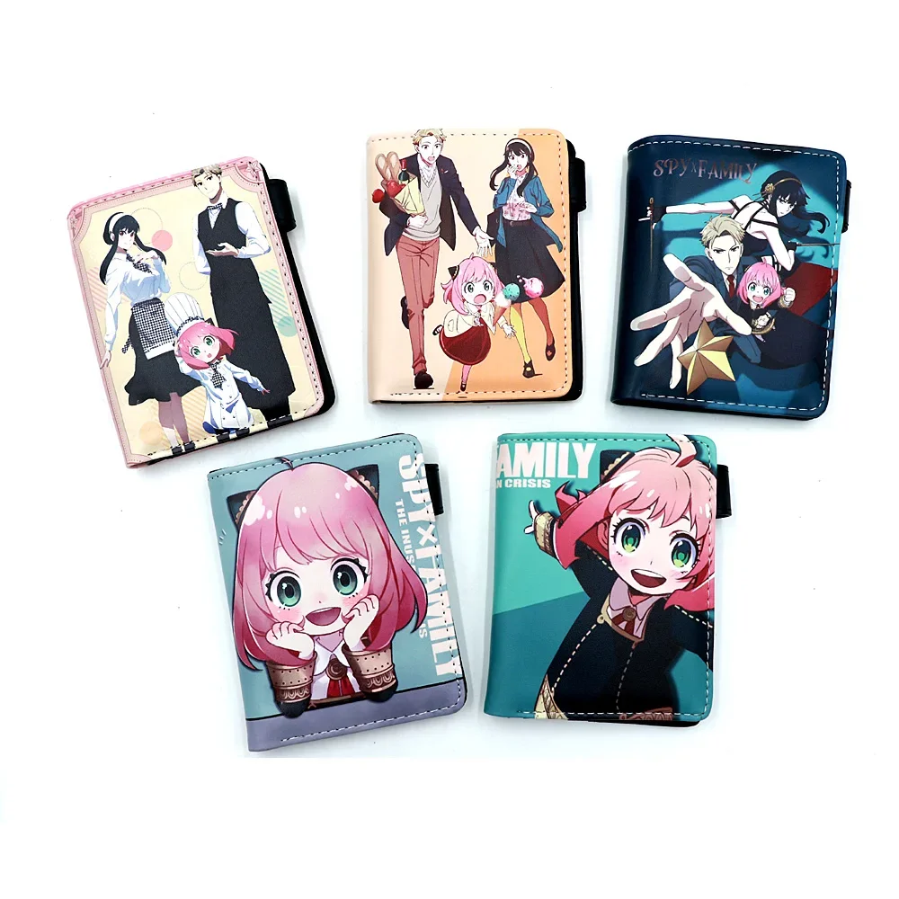 

Anime SPY×FAMILY Loid Anya Forger Yor PU Short Folding Wallets Coin Purse with Interior Zipper Pocket