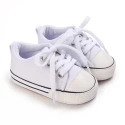 Meckior Unisex Soft Canvas Baby Sneakers with Non-Slip Rubber Soles (0-18 Months) - 12-18months (White)