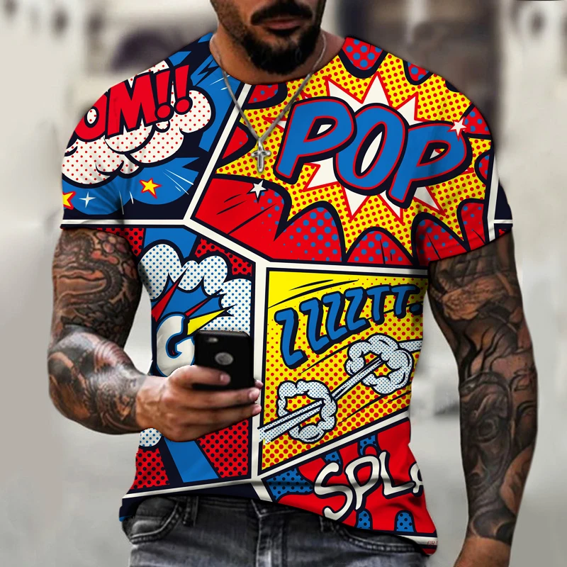 

Футболка мужская с 3D-принтом граффити, модная рубашка в стиле хип-хоп, с трехмерным принтом, Забавный Топ