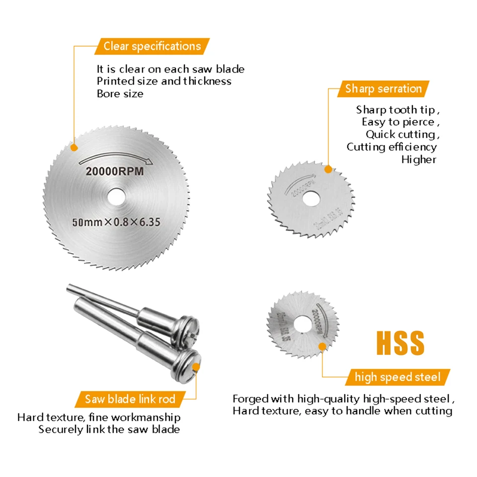 8Pcs Rotary Drill Saw Blades, Steel Saw Disc Wheel Cutting Blades With 1/8" Straight Shank Mandrel For Drills Rotary Tools (Power Tools Are Not - View #8