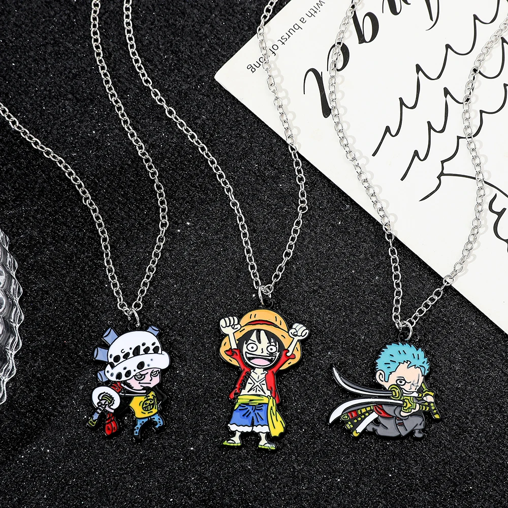 

Anime ONE PIECE Toys Necklace Monkey D. Luffy Roronoa Zoro Enamel Pendant Neck Chain Personality Cosplay Props Accessories