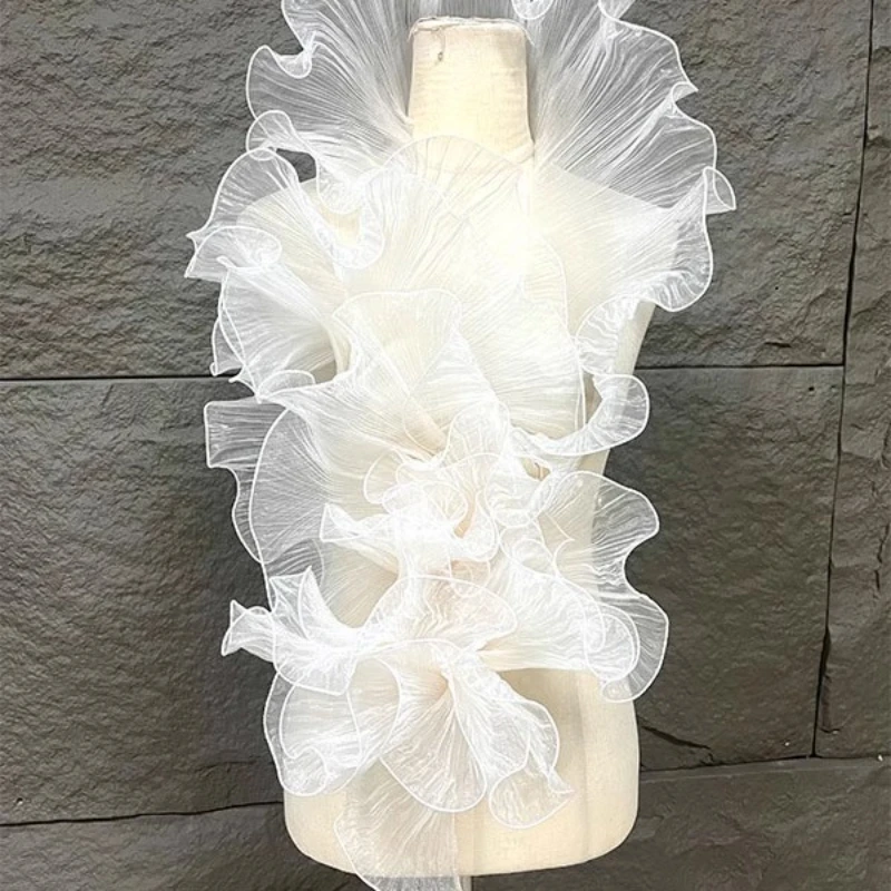 Wave Organza Lace Fabric for Handmade DIY Wedding Dress Design Accessories Cloth Diy Sewing By The Meter Material 4