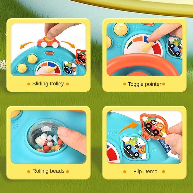 Volant électrique pour bébé avec sons, idéal pour les sièges auto et les poussettes. Jouet éducatif pour enfants._voghion.com