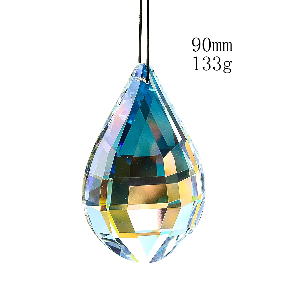 Sun Catcher Crystal Pendant Sun Catchers Window Ornament 90mm Crystal Prism Suncatcher AB Color Glass Faceted Prism Rainbow Maker Light Catcher Pendant Window Garden Hanging Decor Props