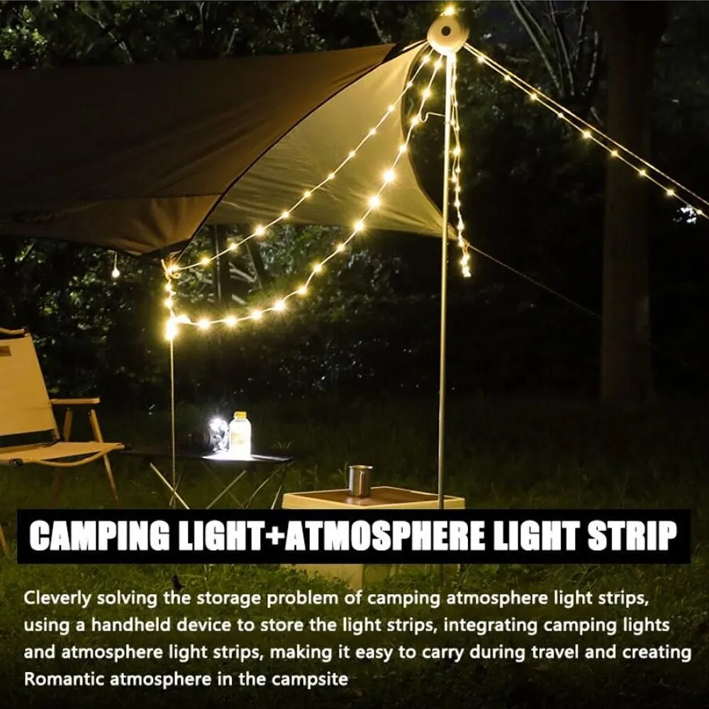 LED Rechargeable Camping Lamp Atmosphere 10M IPX4 Waterproof Recyclable Light Belt for Outdoor Garden Decoration Tent Room