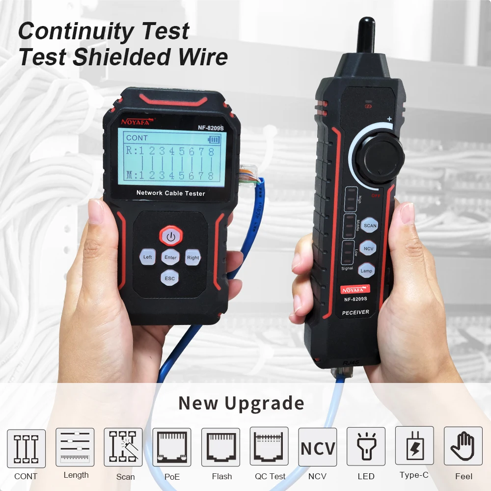 noyafa New NF-8209S LCD Network Cable Tester Wire Tracker PoECurrent  Length cabl RJ45 Cable Tracker multifunctional tester Tool 2